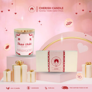 Set quà tặng Nến Thơm và Hoa Sáp Cherish Candle Hương Hoa Nhài (Quà Valentine 14/2)